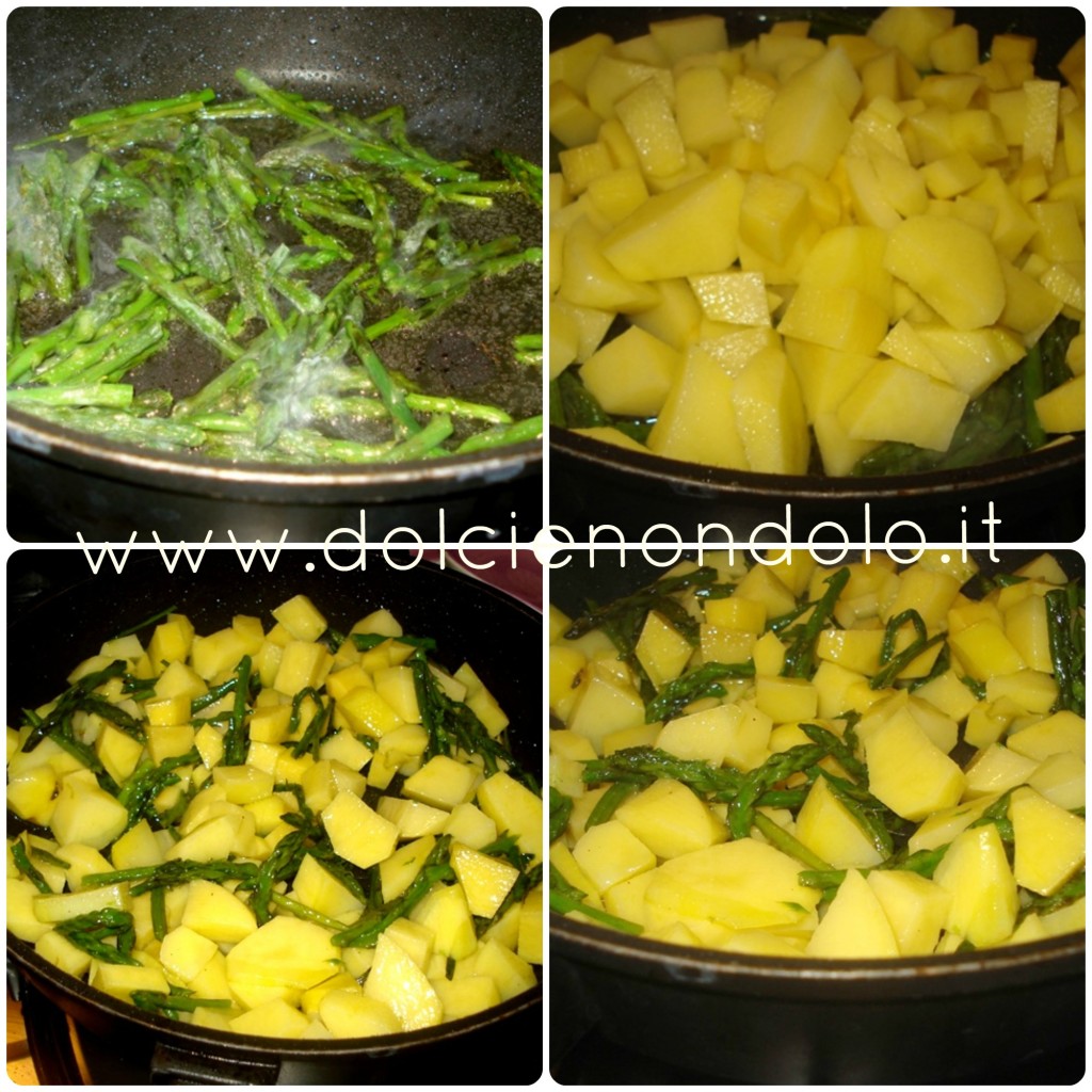 patate ed asparagi in cottura 