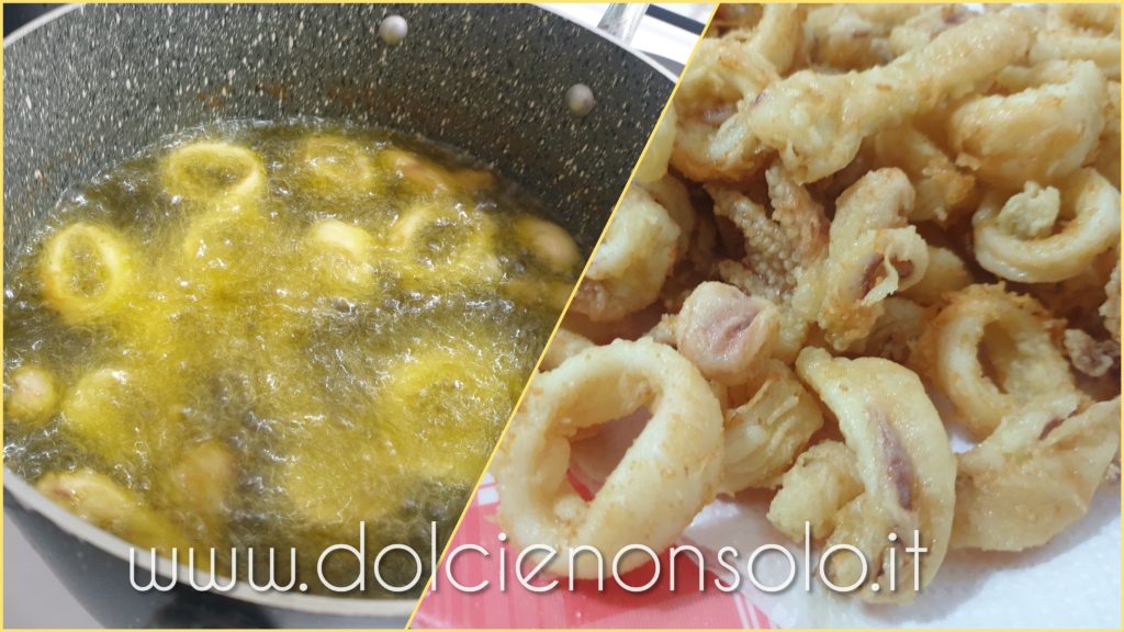 calamari durante la frittura