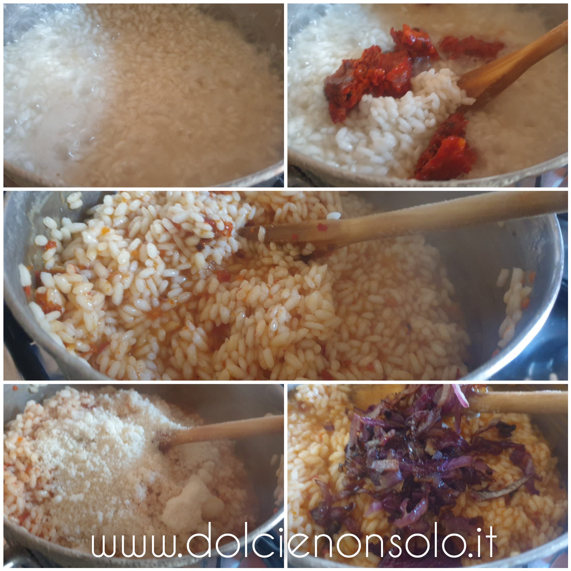preparazione Riso con cipolla e 'nduja