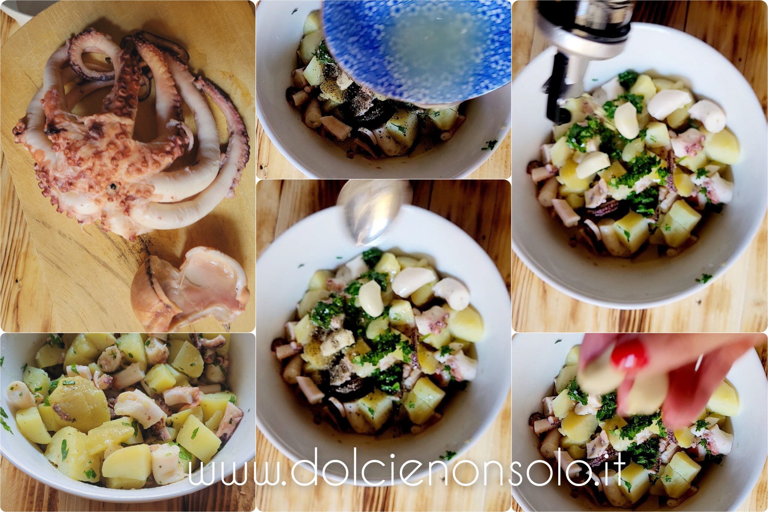 preparazione polpo in insalata con patate