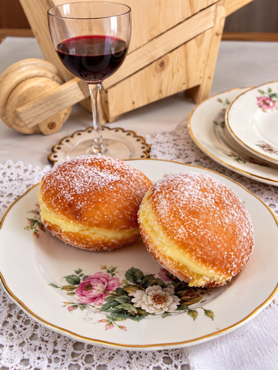 Krapfen di patate farciti con crema Krapfen di patate farciti con crema e pronti da servire
