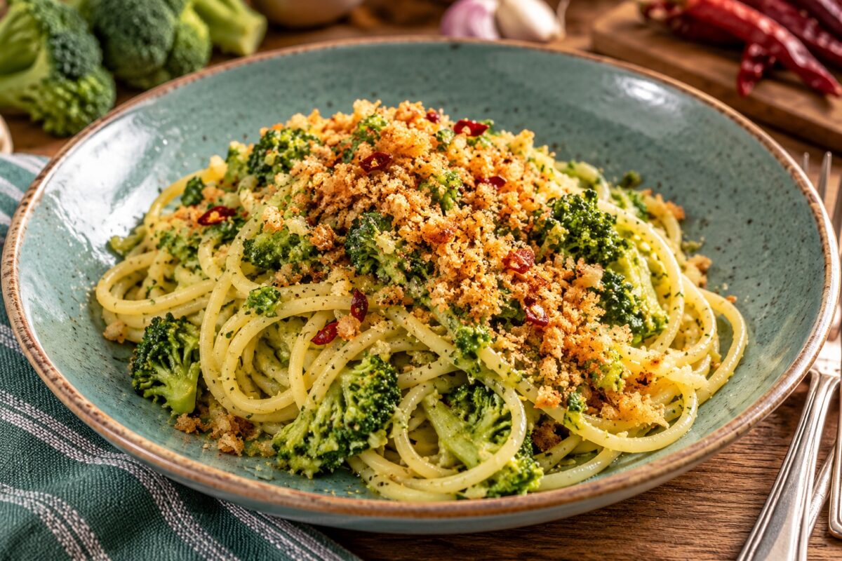 Broccoli in padella con aglio, peperoncino e peperoni cruschi