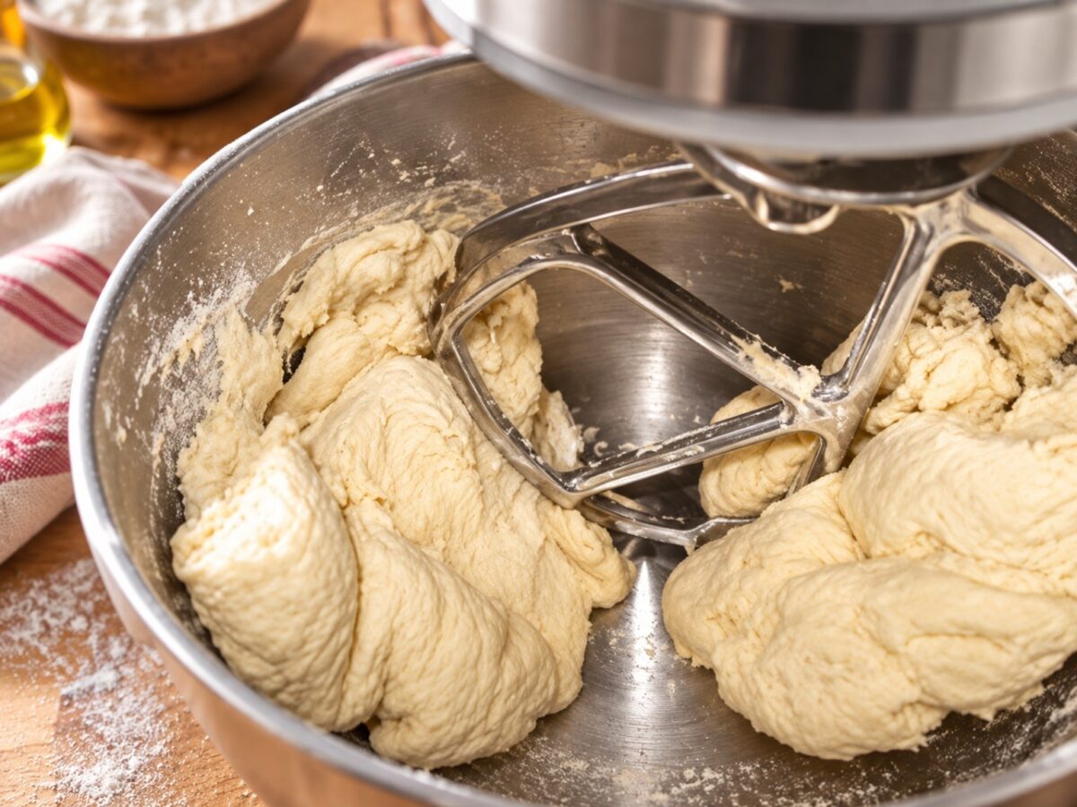 Lavorazione dell'impasto del pane a scacchi