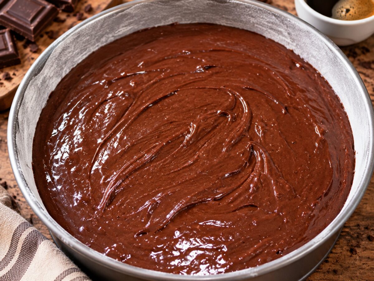 Impasto al cioccolato per la torta al cioccolato e caffè