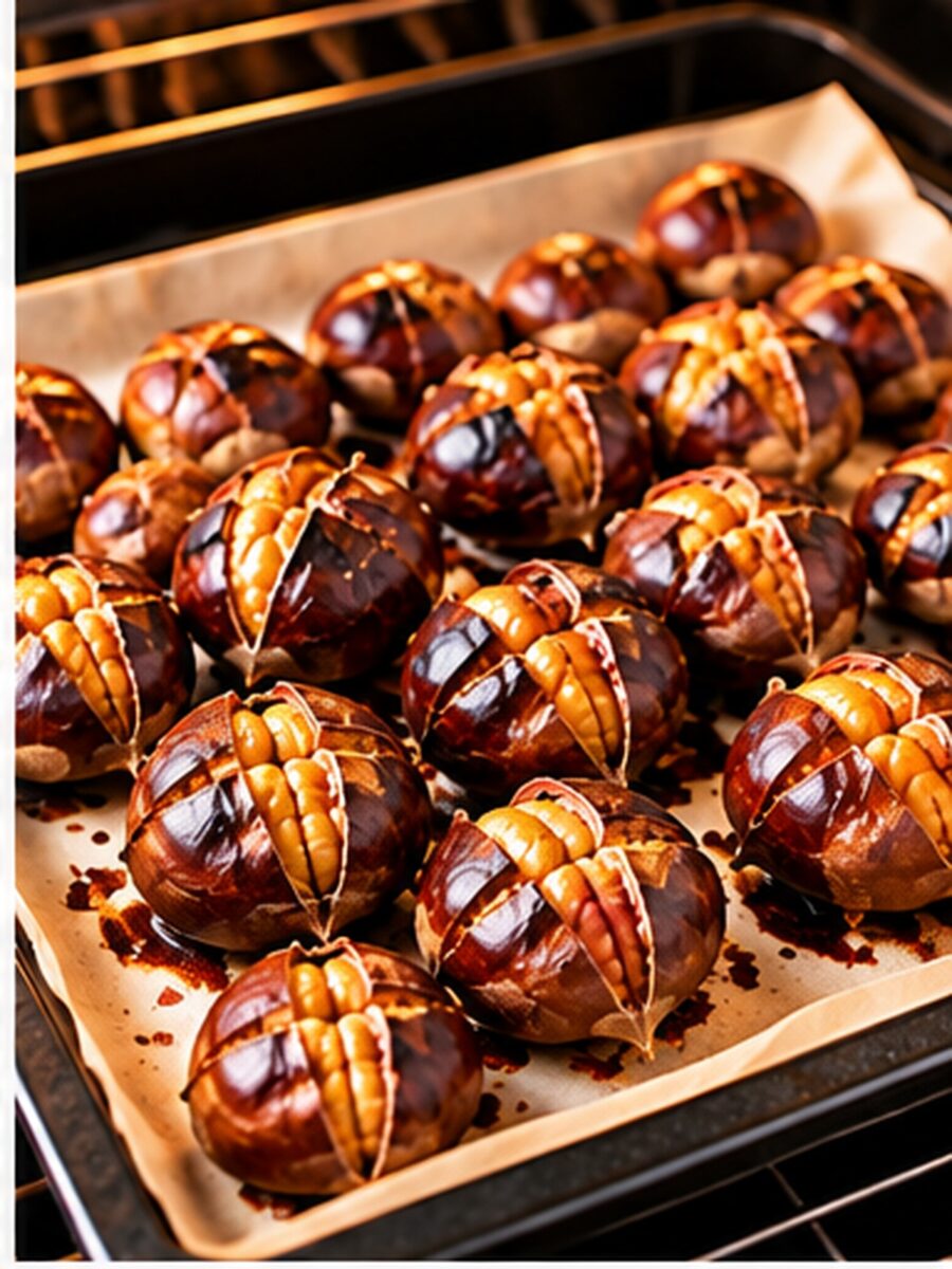Castagne cotte al forno
