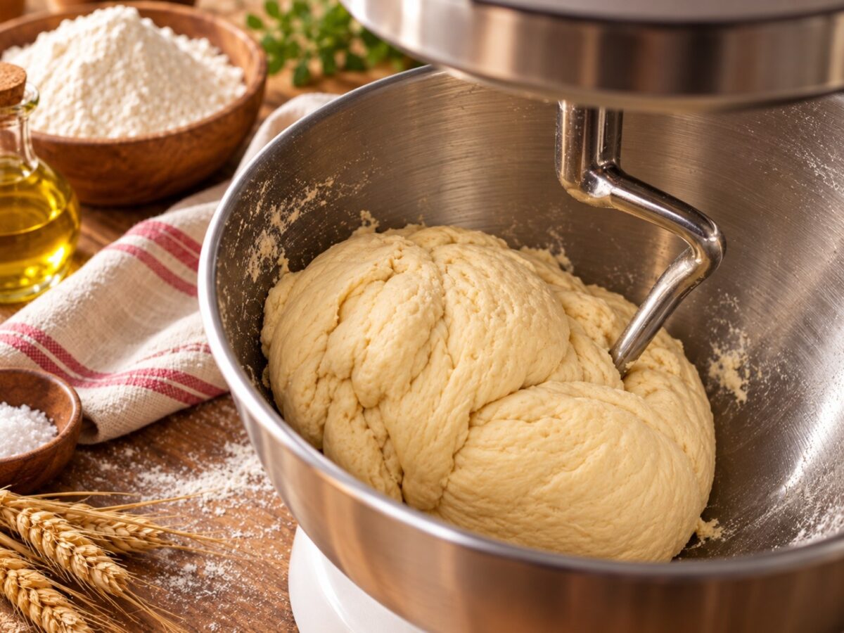 Impasto del pane a scacchi durante la lievitazione
