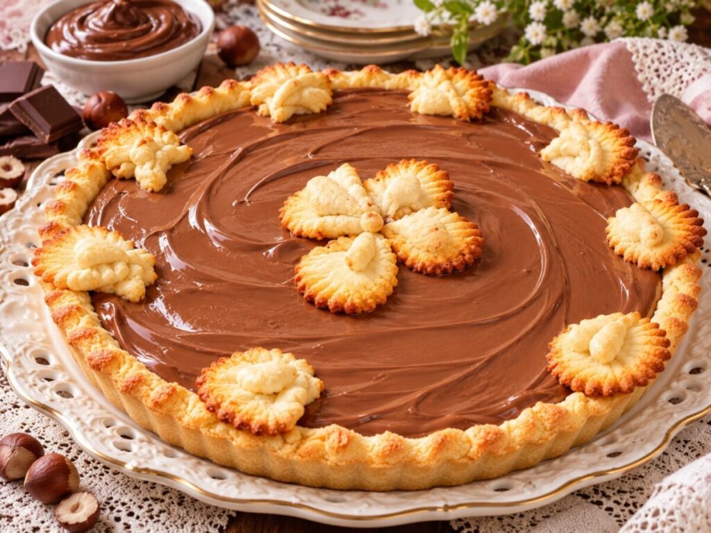 Crostata di pasta brisée con mascarpone e tre cioccolati