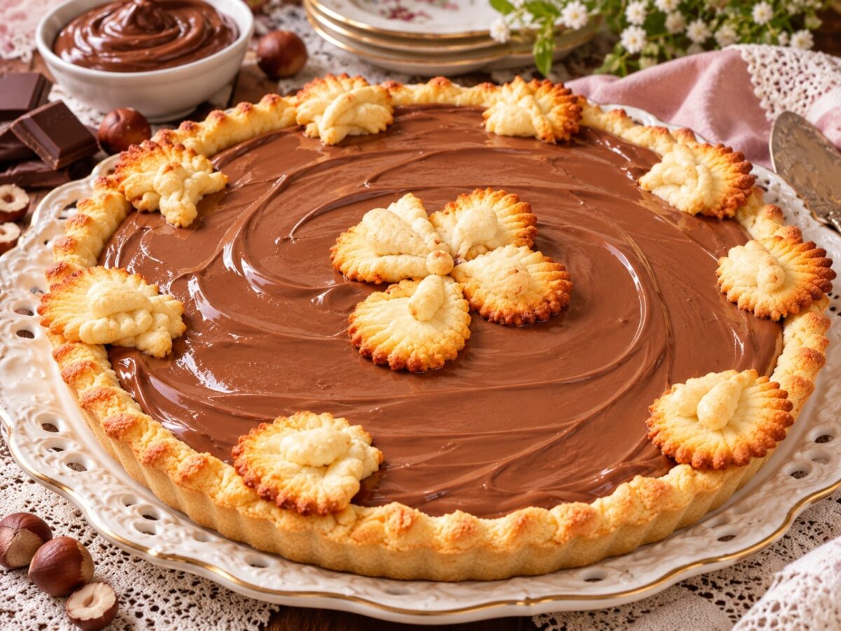 Crostata di pasta brisée con mascarpone e tre cioccolati