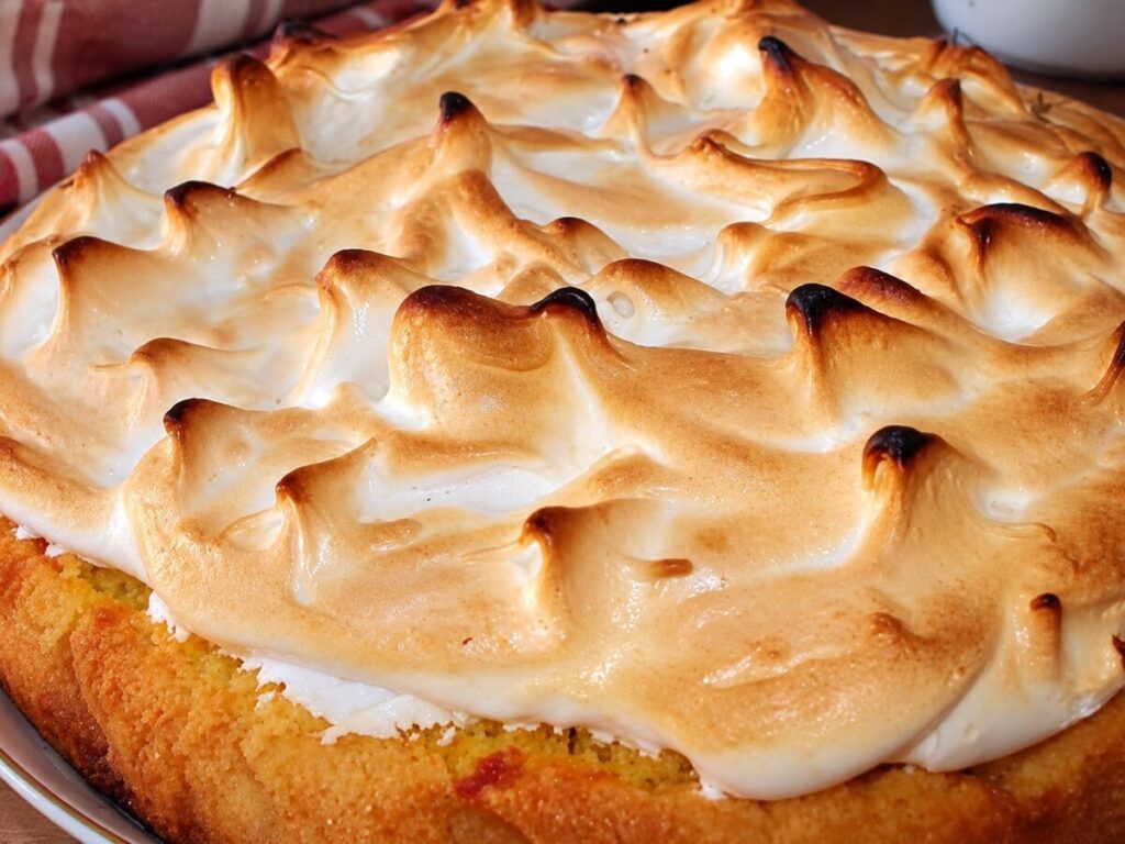 Crostata meringata al cocco con meringa francese dorata