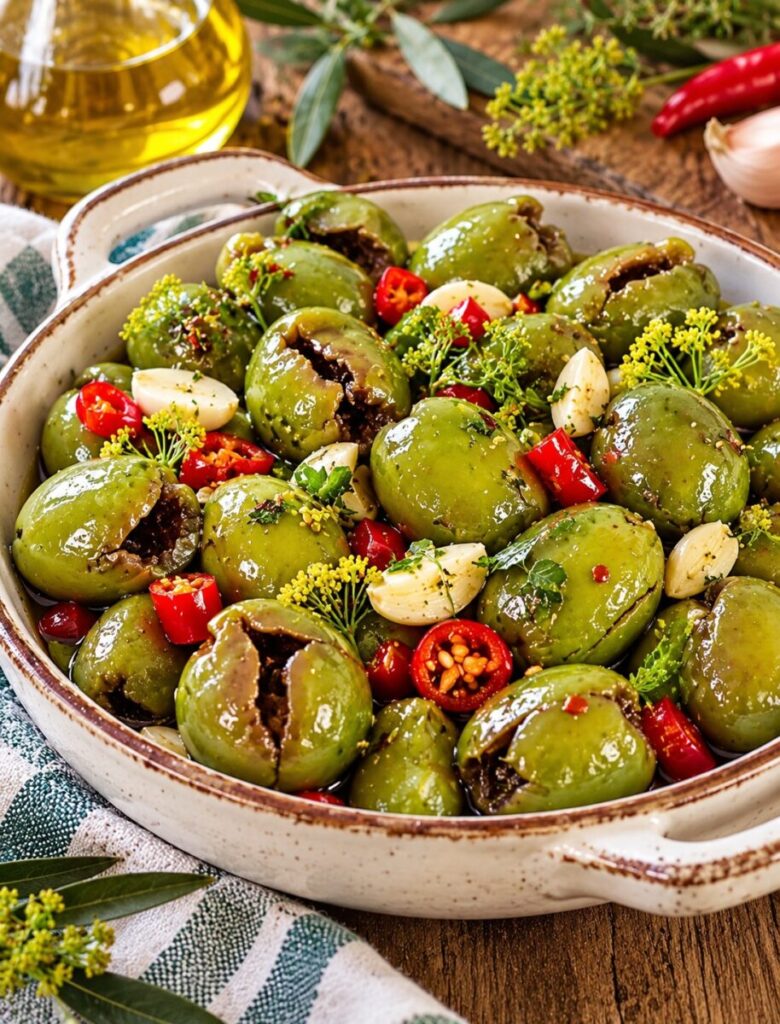 Olive schiacciate e condite: la ricetta tradizionale calabrese
