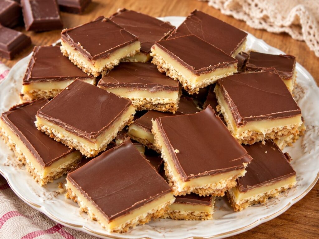 Quadrotti al caramello e cioccolato