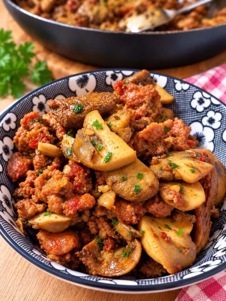 Ragù bianco con salsiccia e funghi