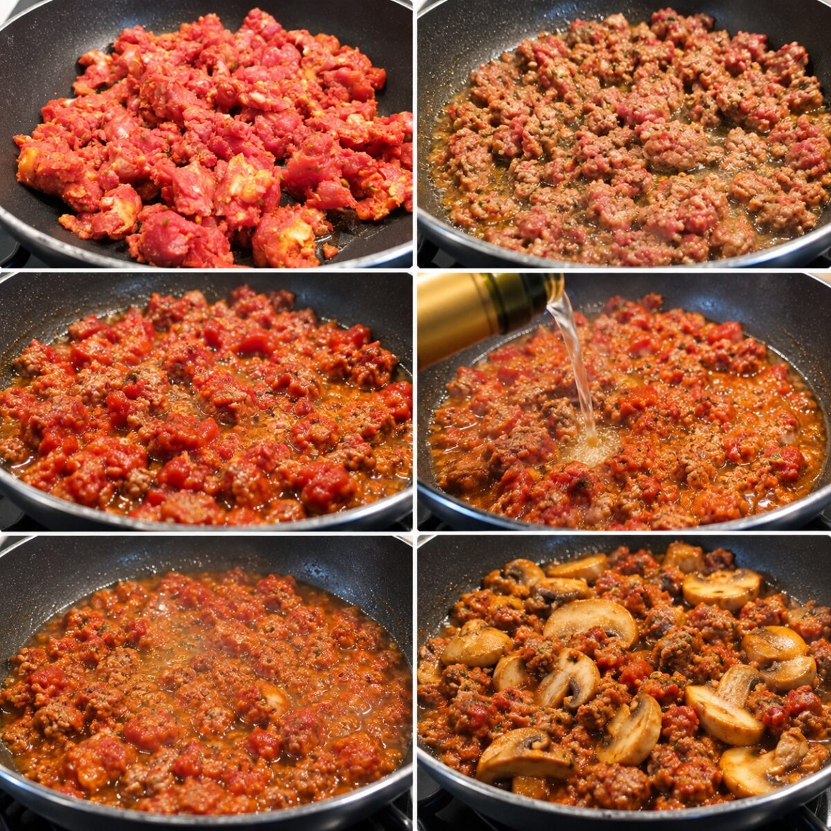 Salsiccia in cottura per il ragù bianco