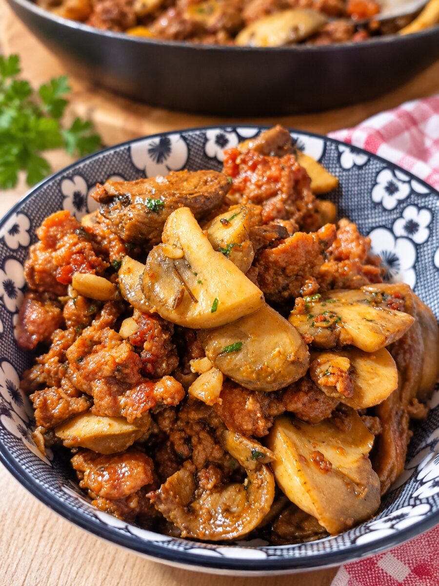 Ragù bianco con salsiccia e funghi